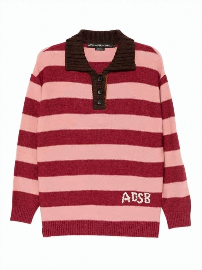 Andersson Bell Horizontal Striped Wool-Blend Sweater With Ribbed Details