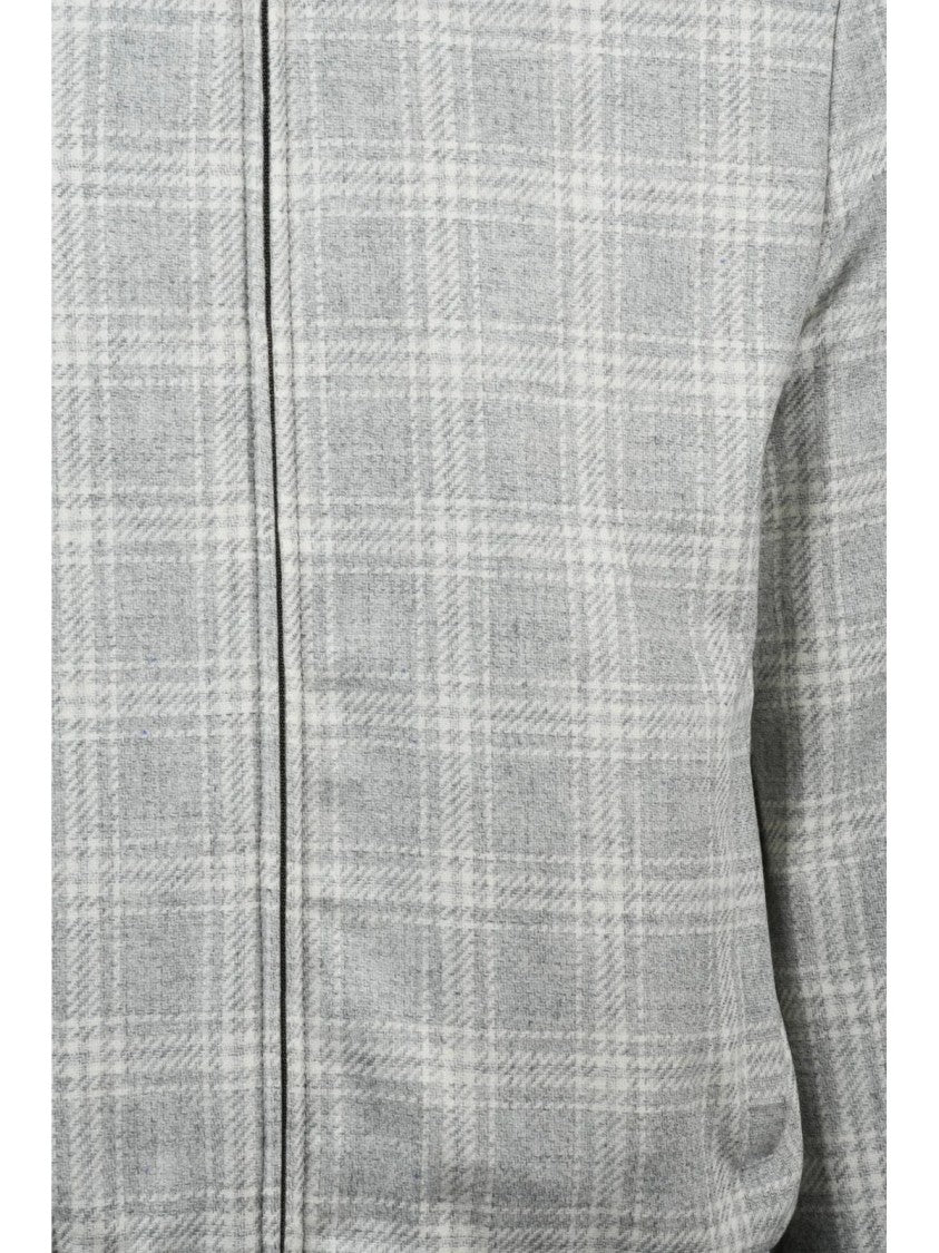 Luigi Borrelli Napoli Light Grey Wool-Cashmere Aviator Jacket