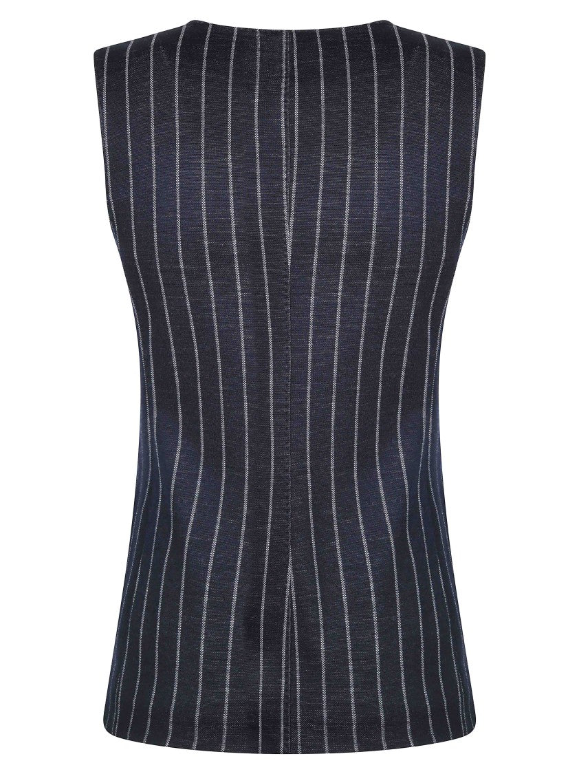 Max Mara Tailored Blue Pinstripe Vest
