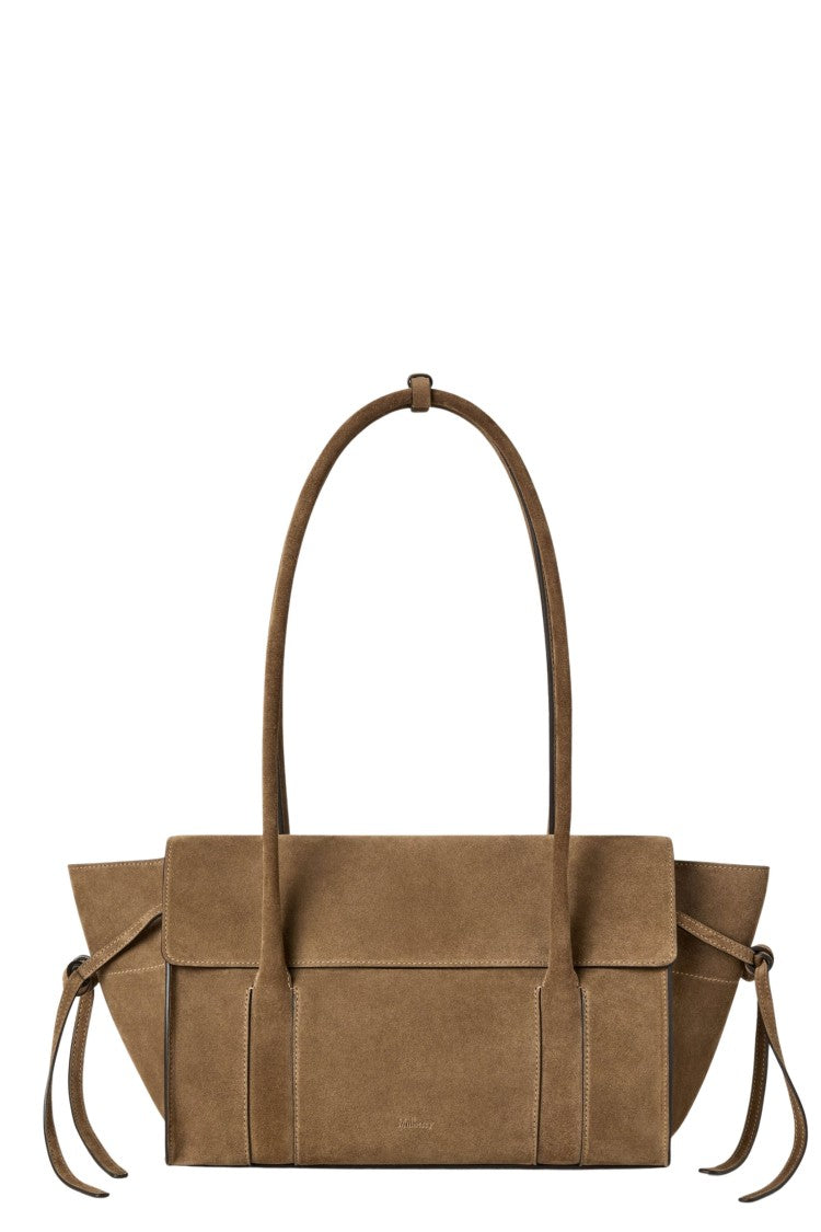 Mulberry Rectangular Soft Suede Handbag With Flap Closure And Tassel Details