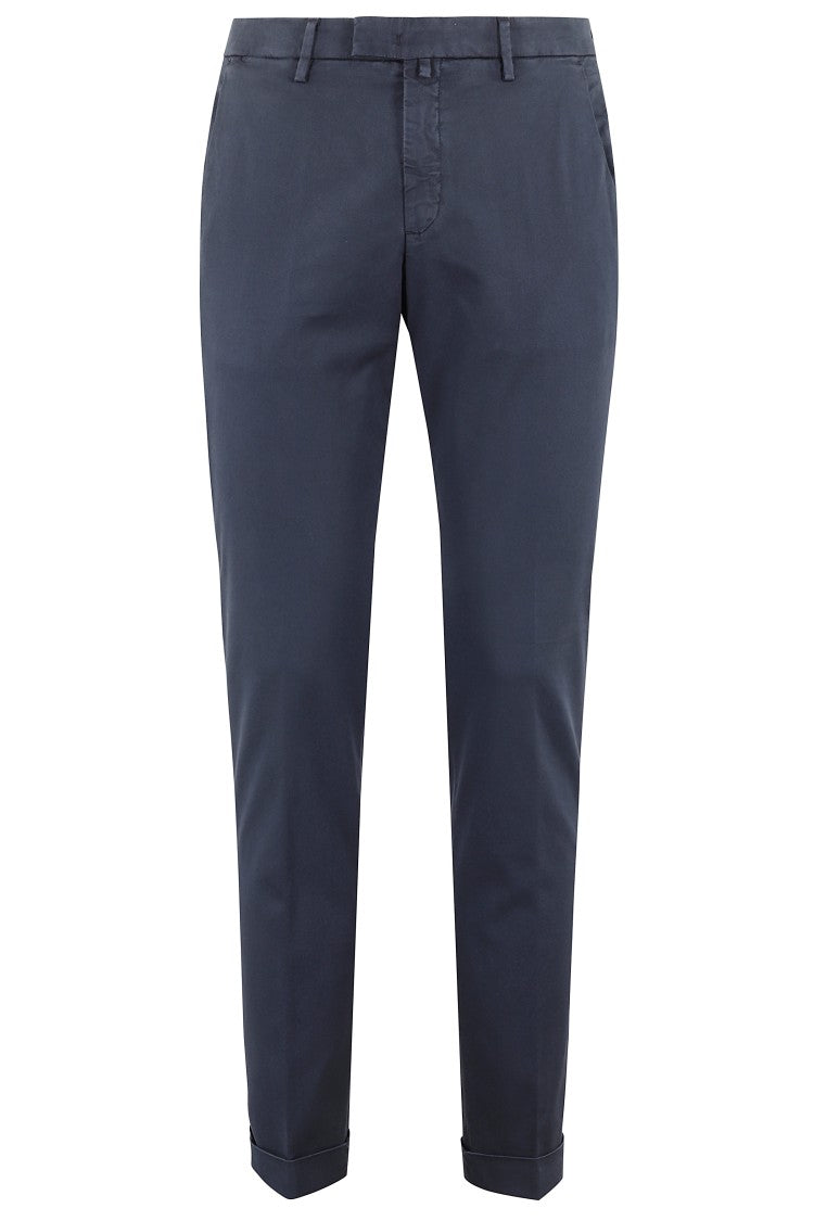 Briglia Tapered Blue Tricotina Trousers With Cuffed Hem
