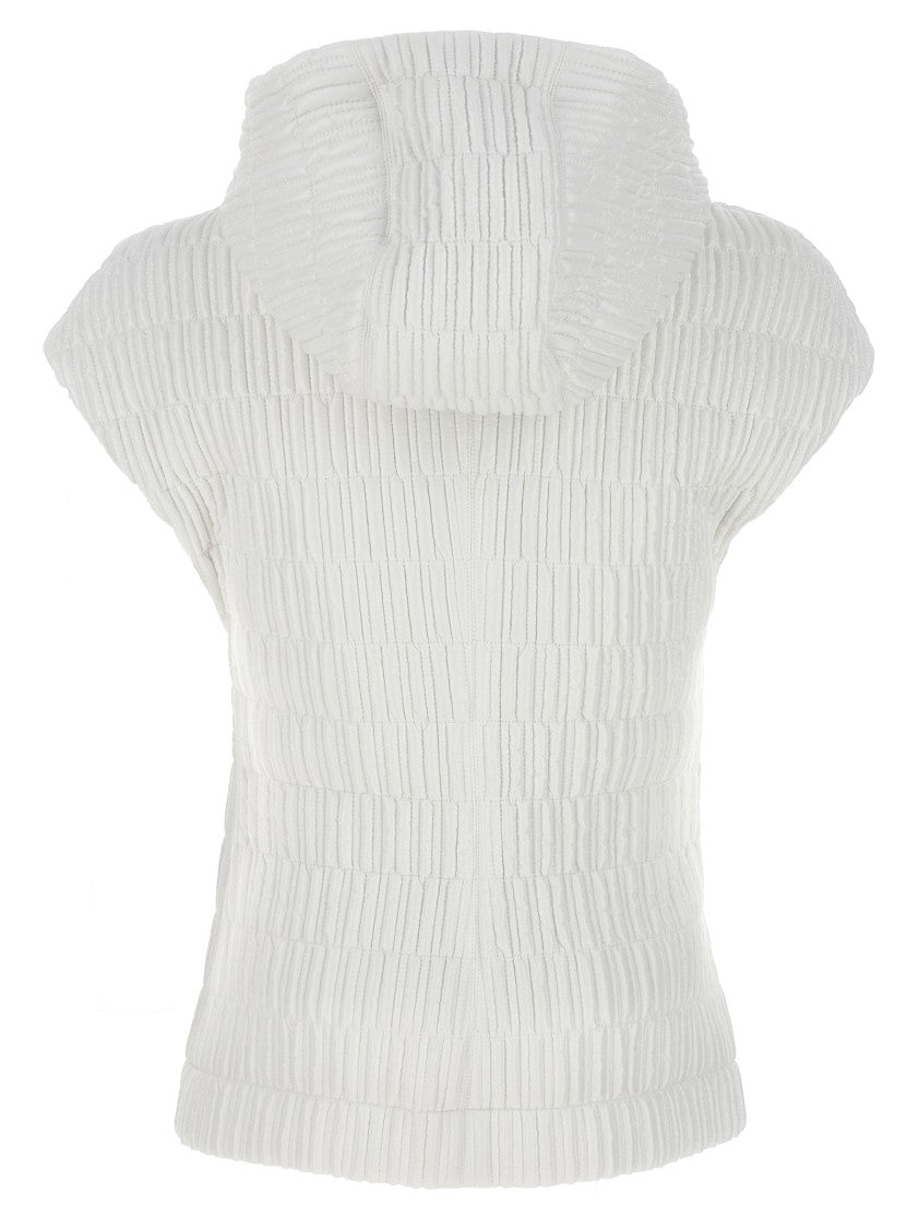Ferragamo Textured Nylon Hooded Vest With Zip Closure And Logo Patch