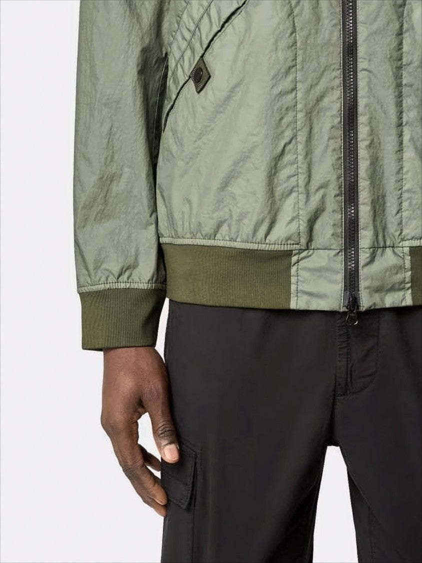 Stone Island Lightweight Crinkled Texture Bomber Jacket With Flap Pockets