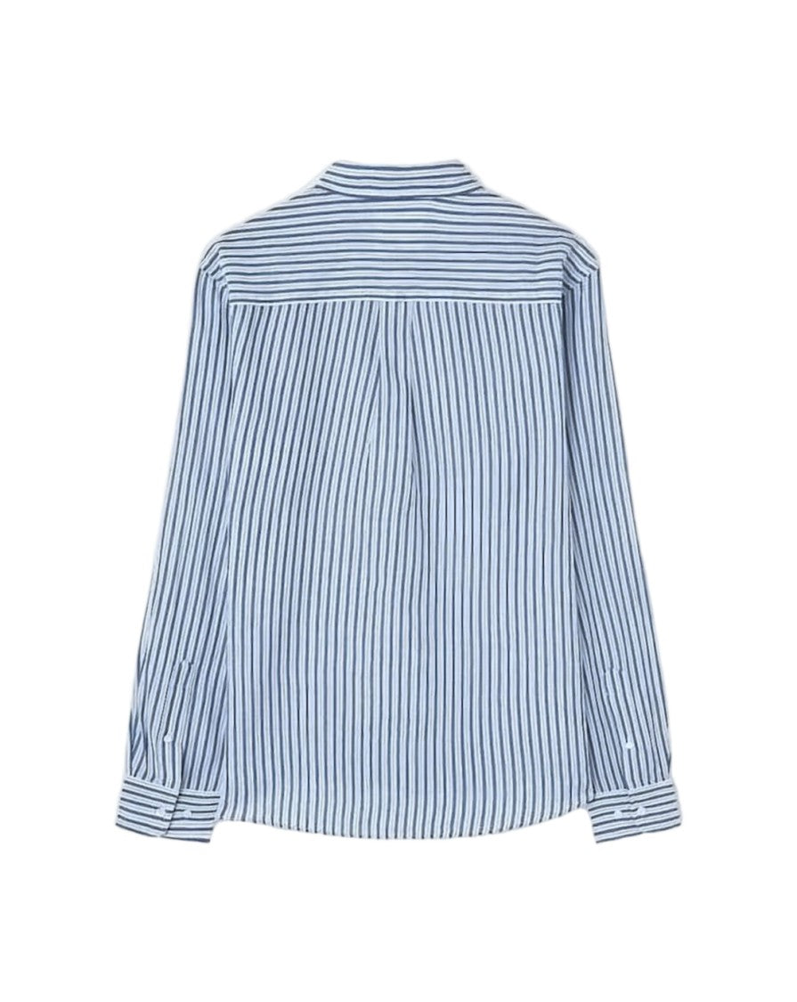 Isabel Marant Vertical Stripe Long-Sleeve Shirt With Button-Down Front