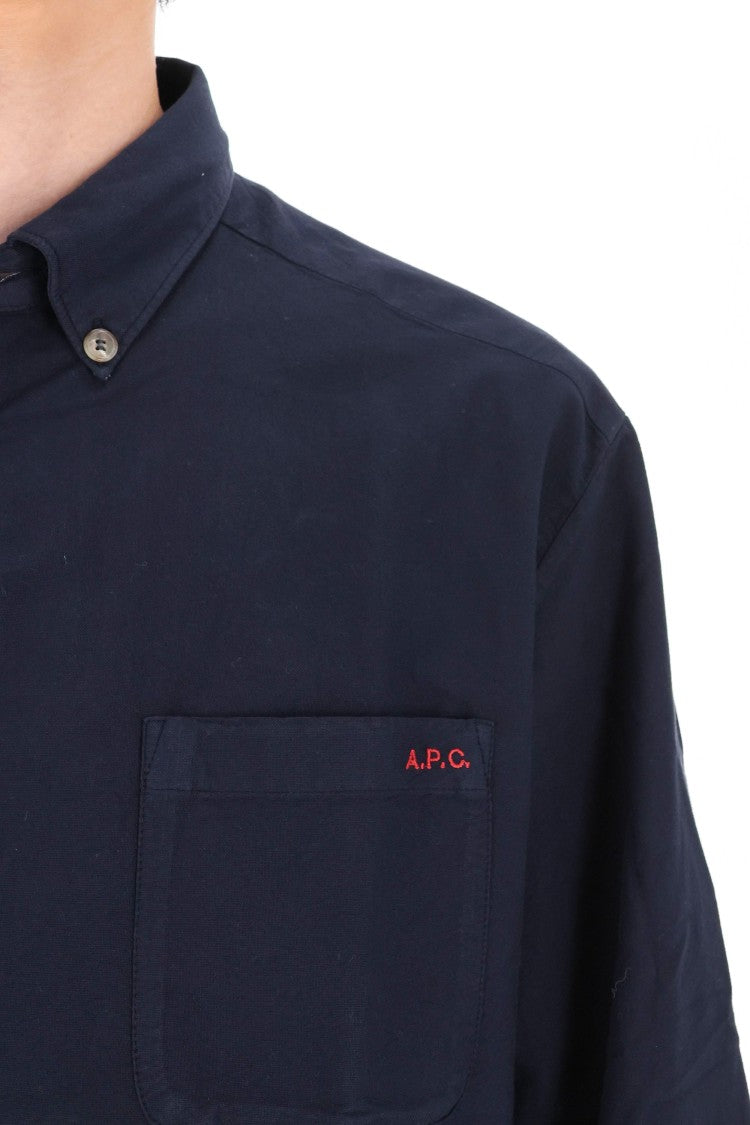 A.P.C. Relax Fit Cotton Piquet Shirt With Pocket