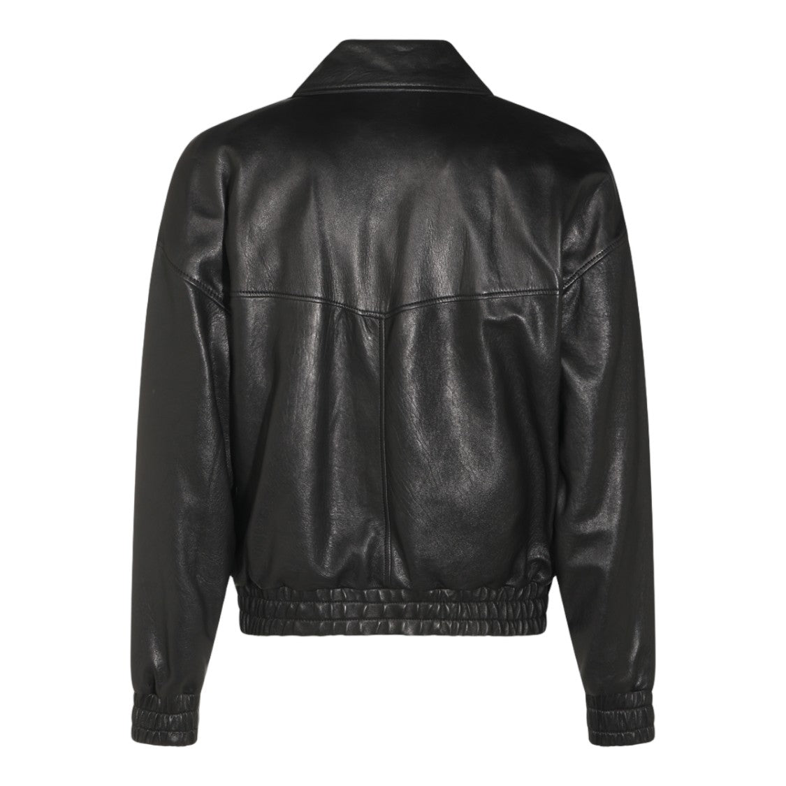Saint Laurent Black Structured Collar Leather Jacket