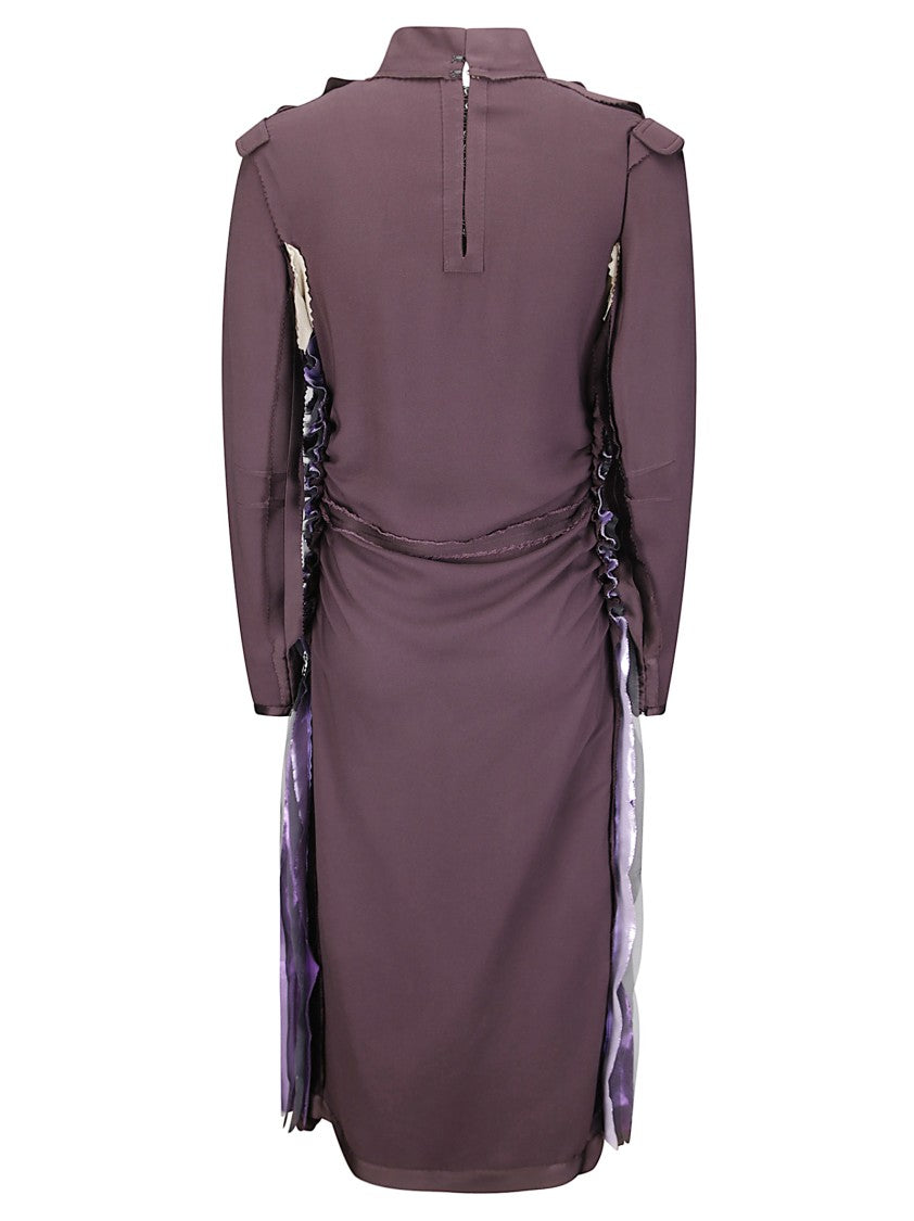 Maison Margiela Ruched Silk Dress With Deconstructed Design And Dual Zipper Details