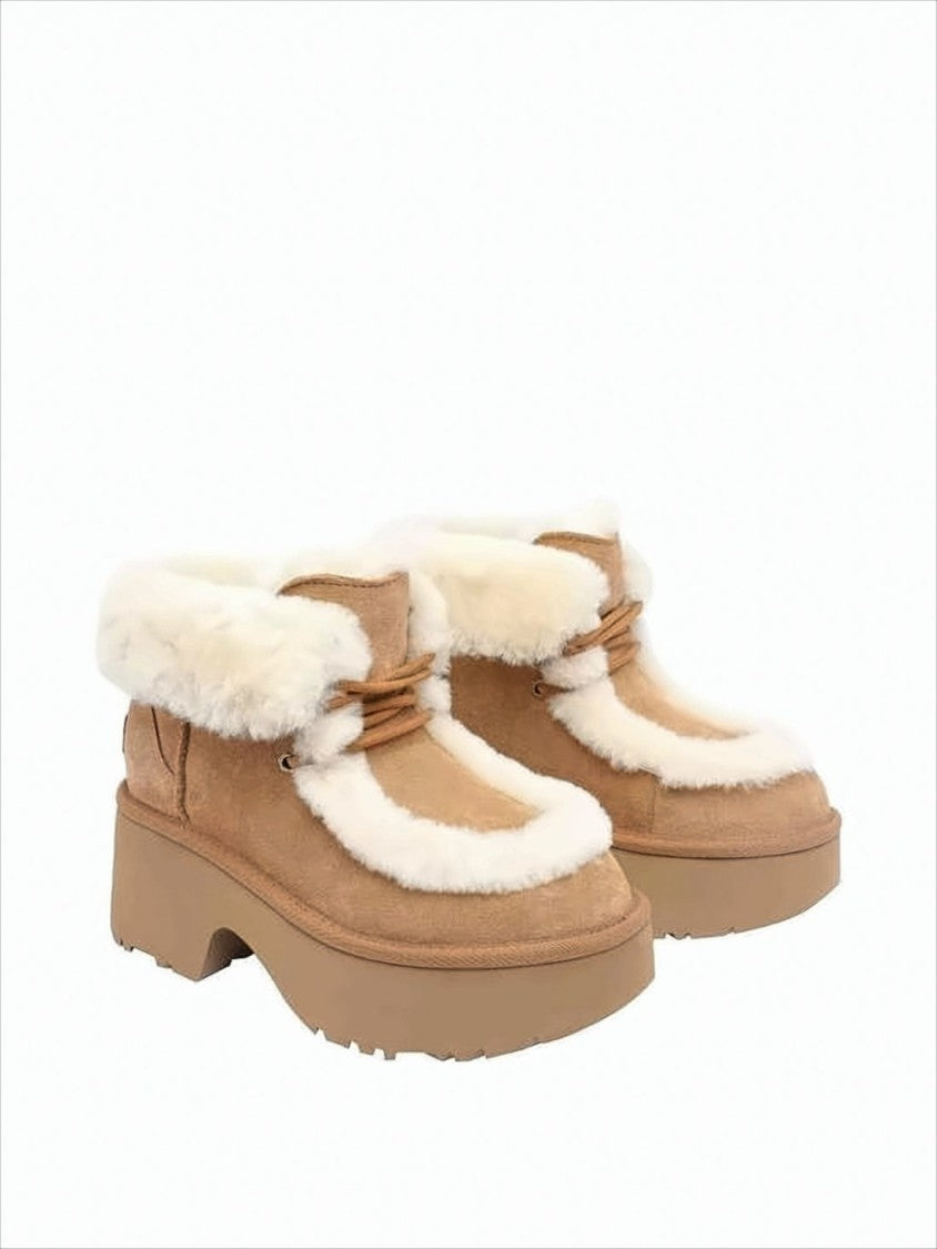 Ugg Chunky Platform Boots With Plush Shearling Collar