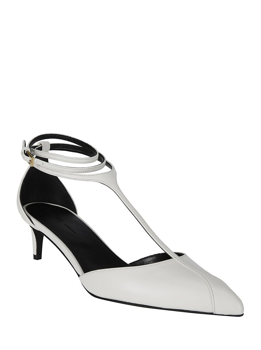Khaite White Leather Low Heel Sandal