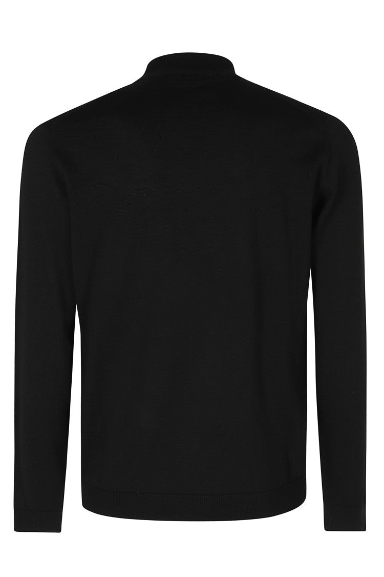 Roberto Collina Black High-Neck Ribbed Merino Wool Turtleneck