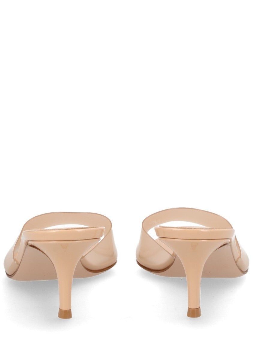 Gianvito Rossi Elle Pointed Toe Nude Mules