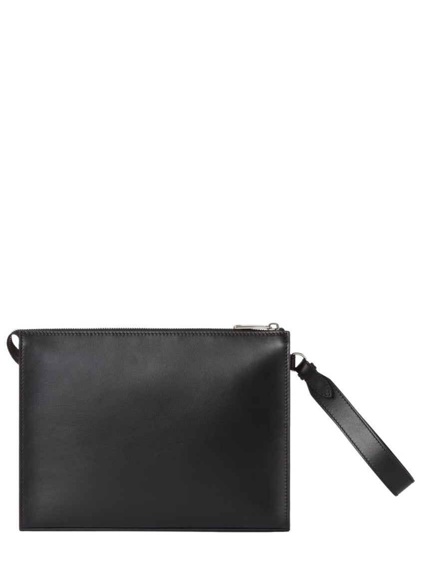 Fendi Rectangular Smooth Leather Clutch With Geometric Detailing
