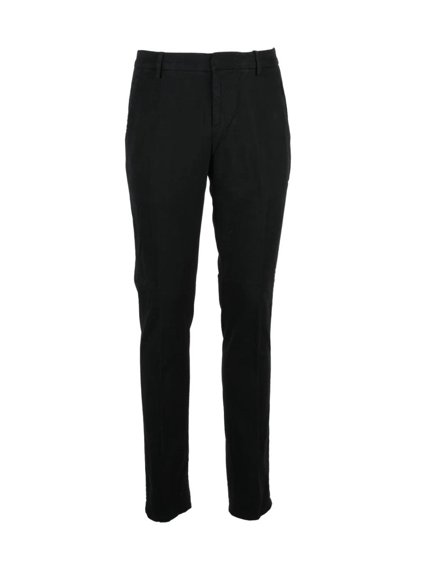 Dondup Black Gaubert Minimalist Modal-Cotton Blend Trousers