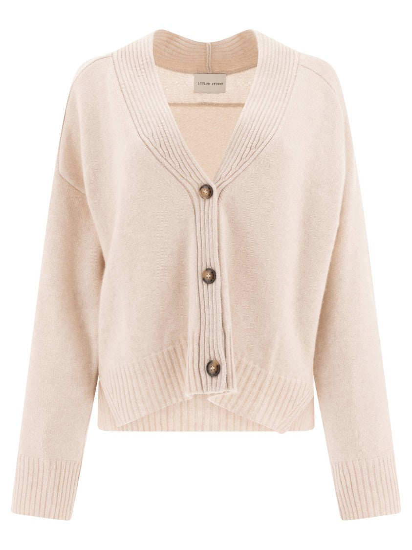 Loulou Studio Cropped Cashmere Cardigan With Deep V-Neck