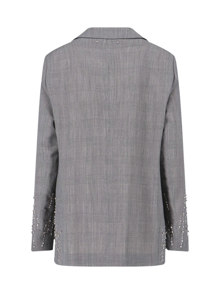 Golden Goose Gray Prince Of Wales Wool Crystal Blazer