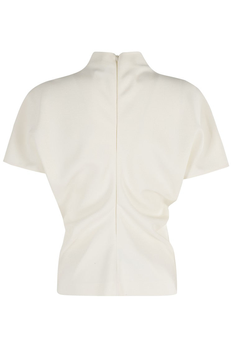 Federica Tosi High-Neck Cady Blouse With Batwing Sleeves