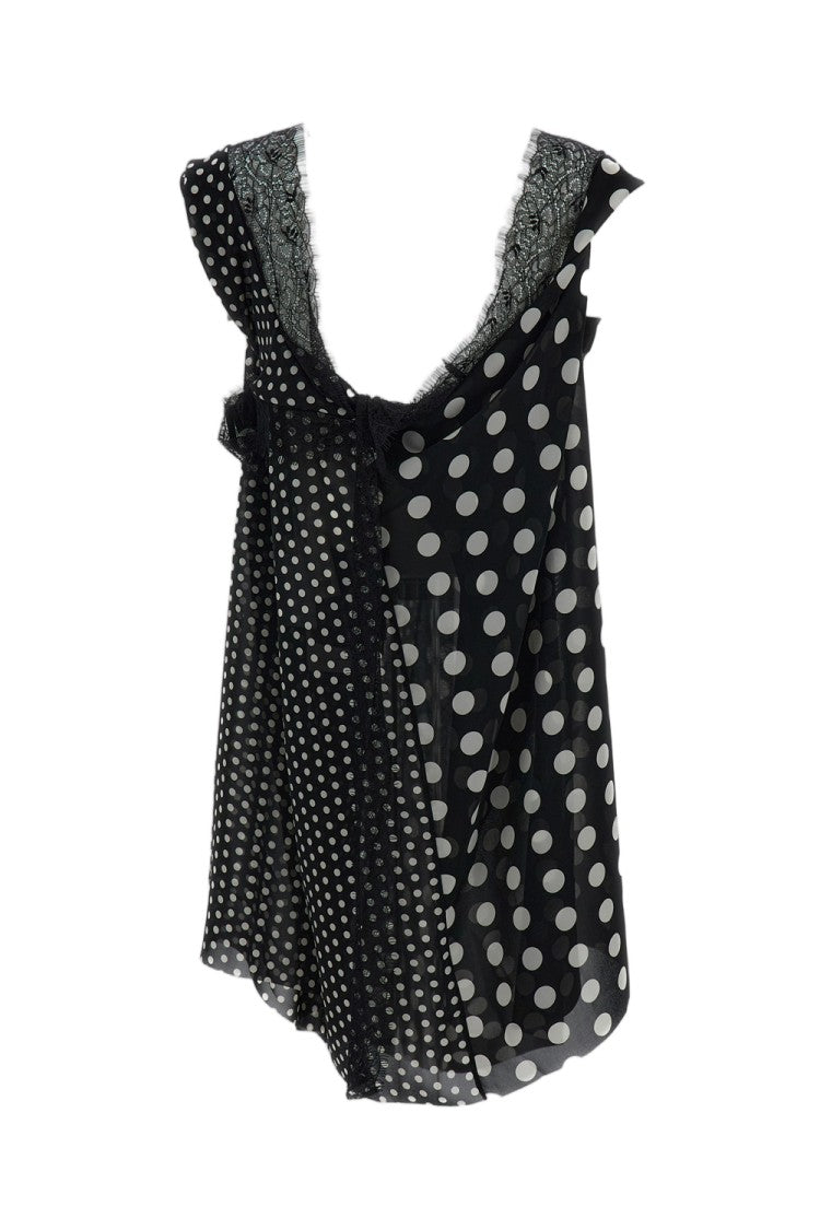 Junya Watanabe Black Polka Dot Lace Insert Tank Top
