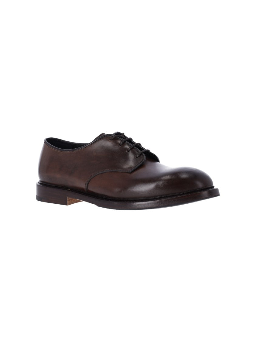 Premiata Dark Brown Leather Lace-Up Derby