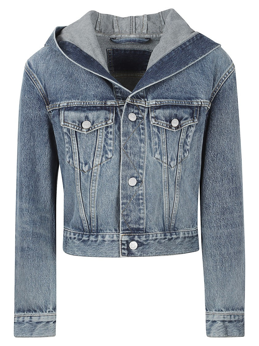 Alaïa Hand-Washed Denim Trucker Jacket With Hood And Raglan Sleeves