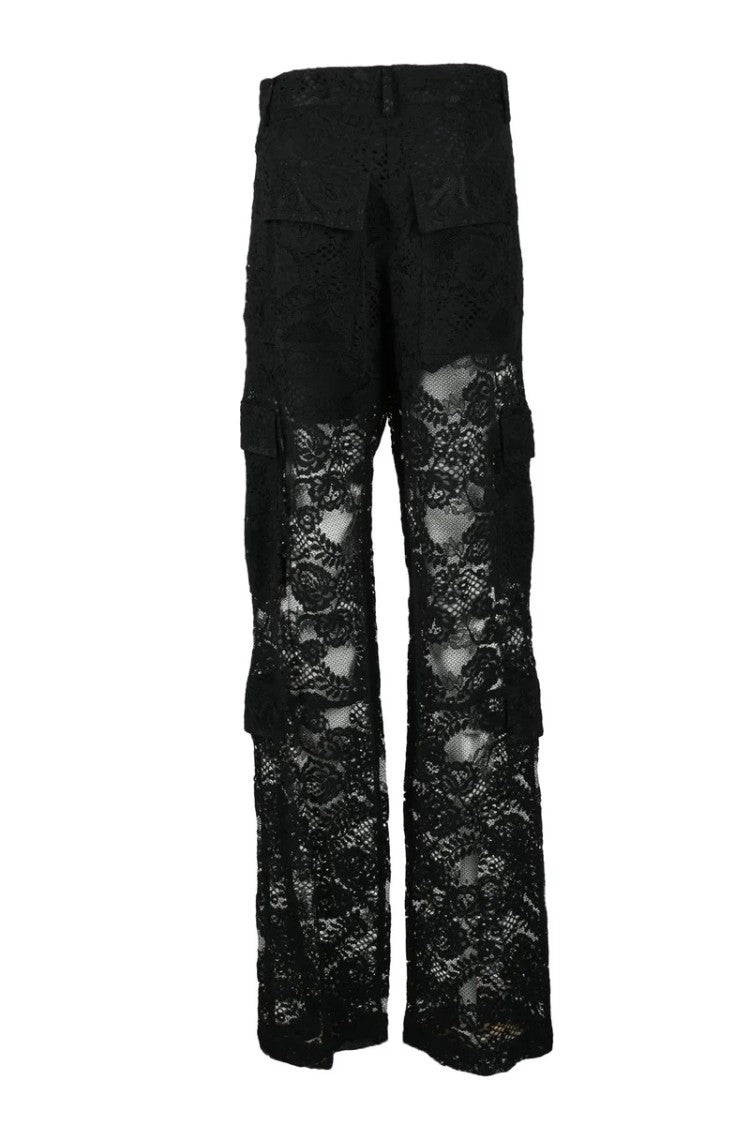 Msgm Black Blend Regular Fit Trousers