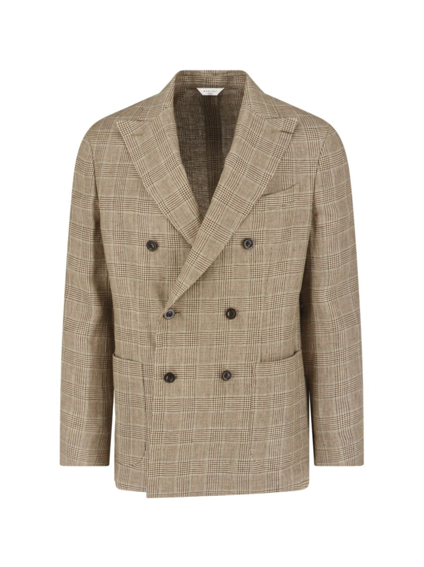 Boglioli Multicolor Prince Of Wales Linen Blazer