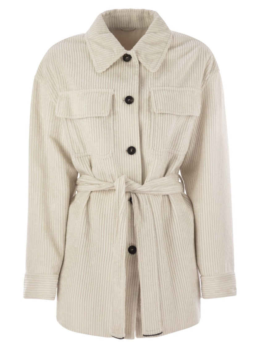 Brunello Cucinelli Corduroy Safari-Style Jacket With Jewellery