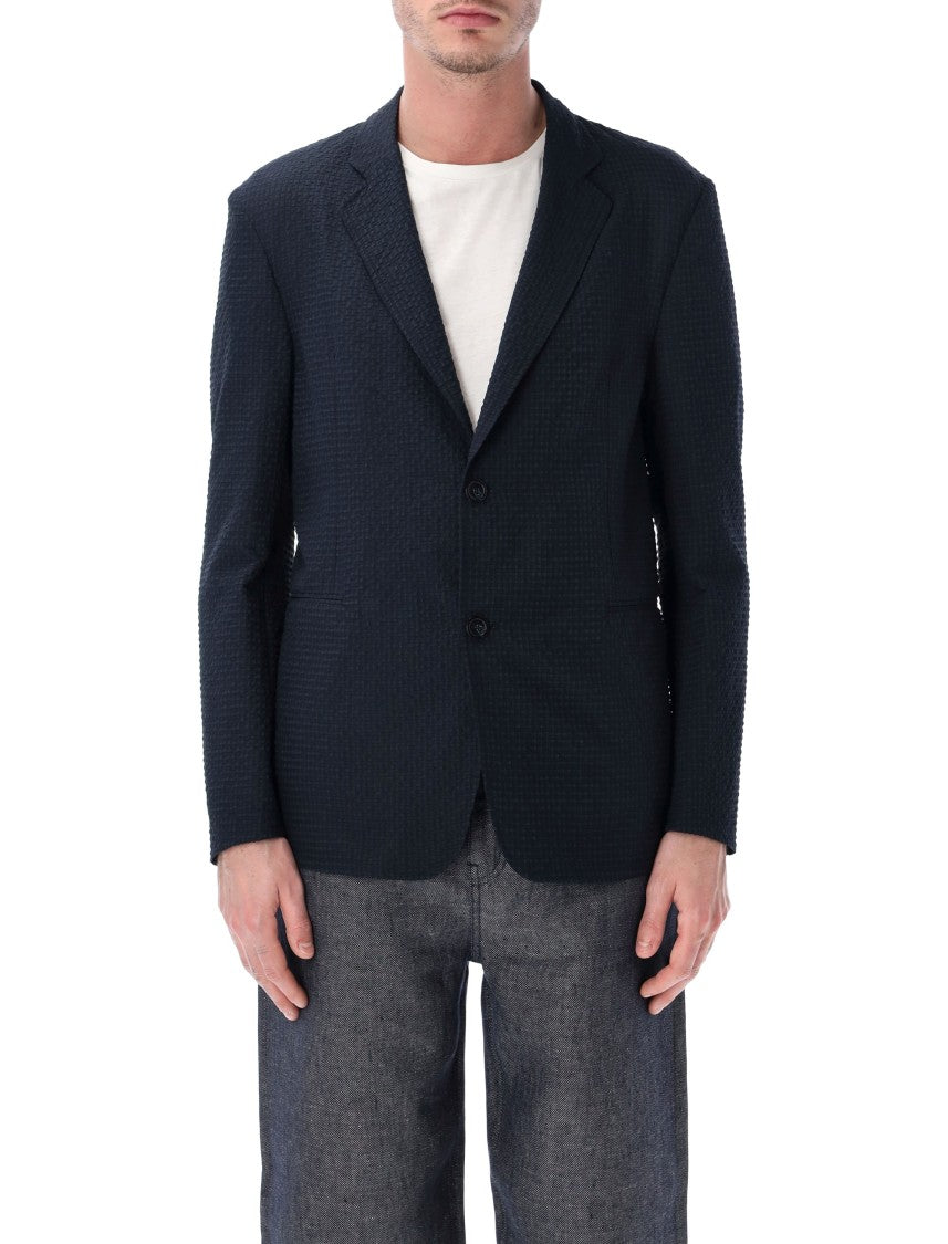 Emporio Armani Seersucker Classic Notch Lapel Blazer