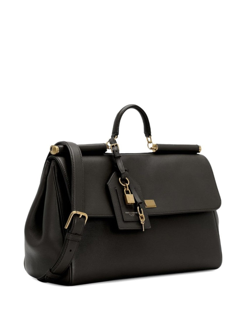 Dolce & Gabbana Structured Leather Handbag With Gold-Tone Hardware