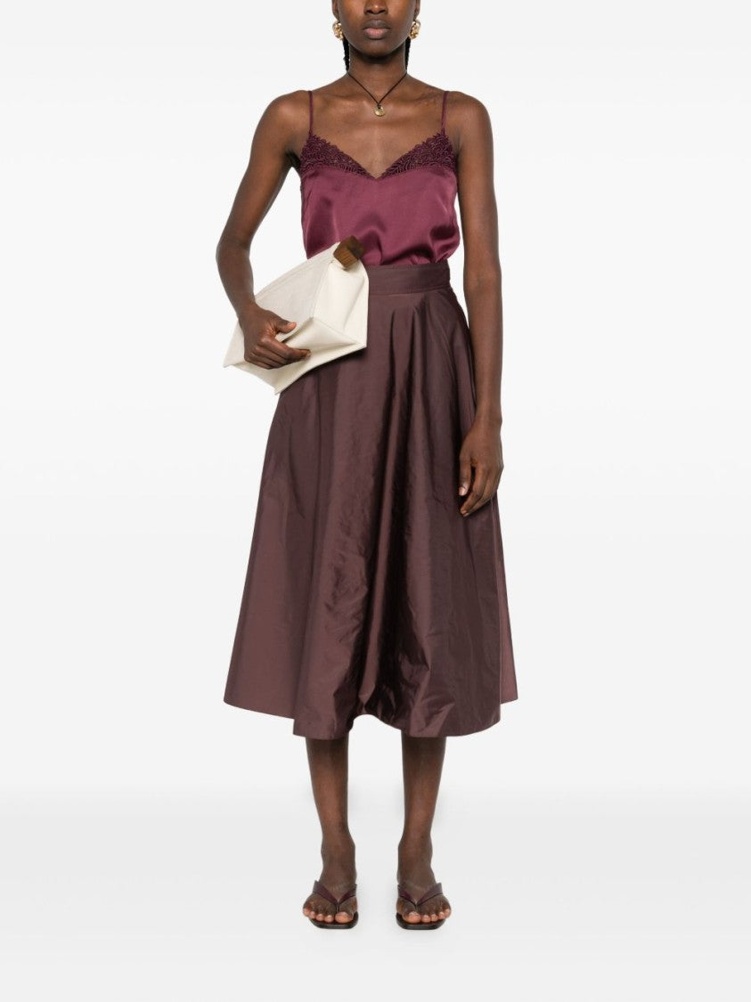 Elisabetta Franchi Midi-Length Flared Skirt With Gold-Tone Accents