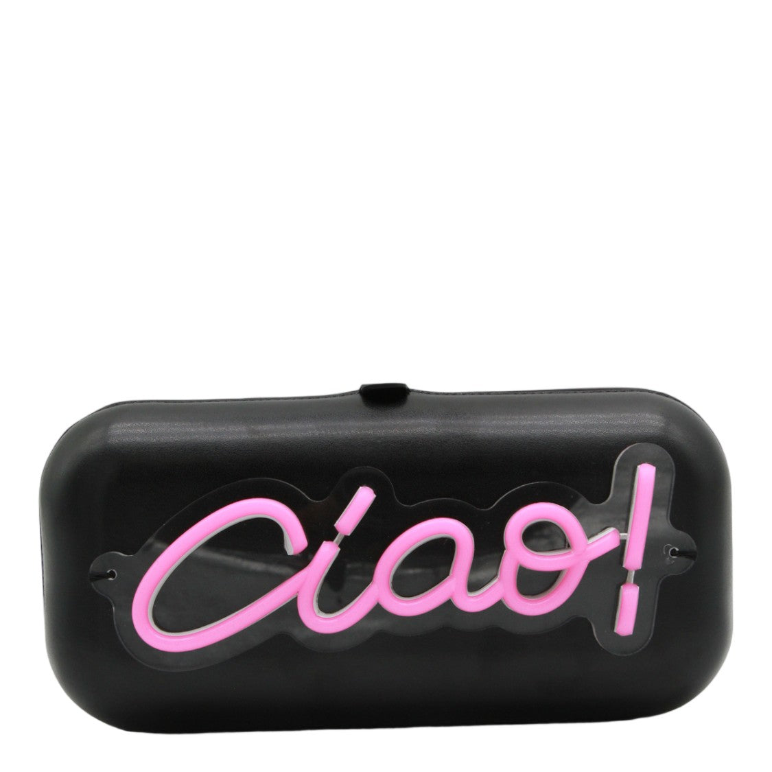Moschino Rectangular Black Bag With Neon Pink Accent