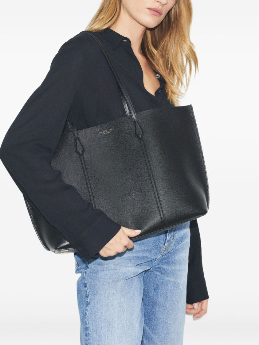 Tory Burch Structured Black Cow Leather Tote Bag