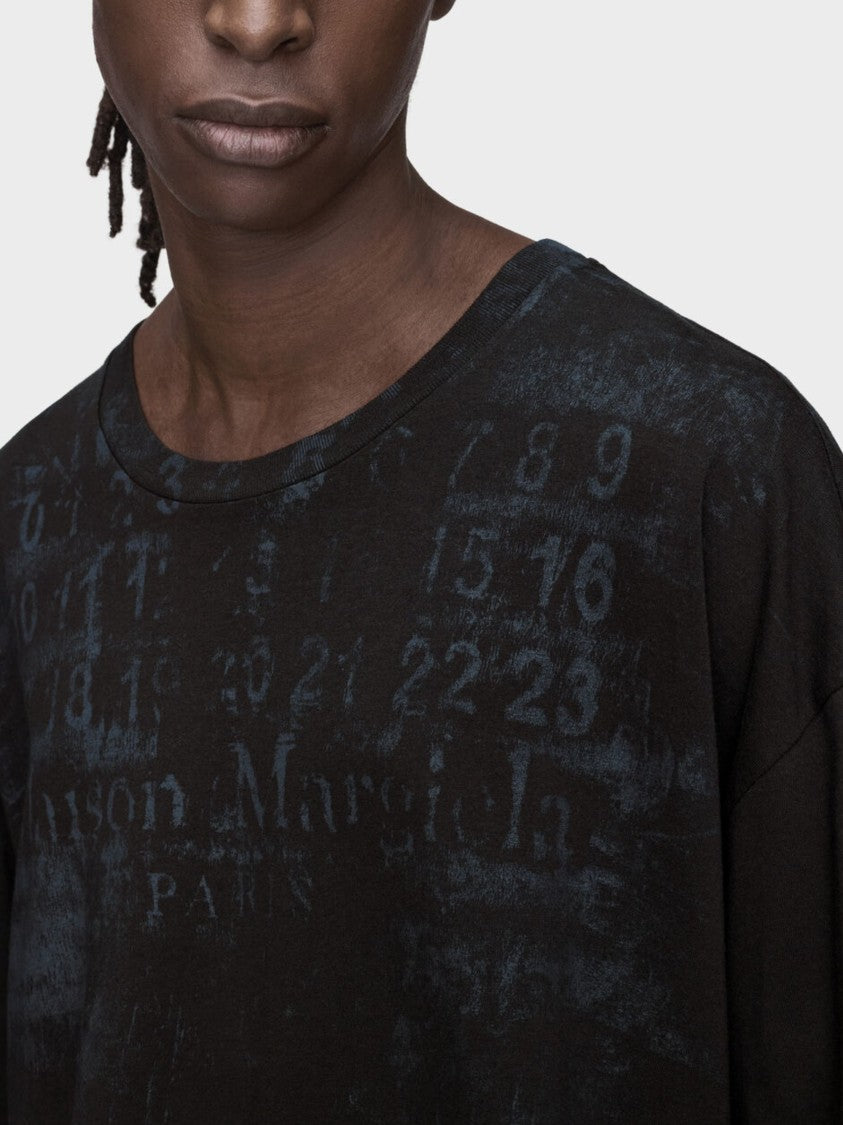 Maison Margiela Black Faded Graphic Oversized Cotton T-Shirt