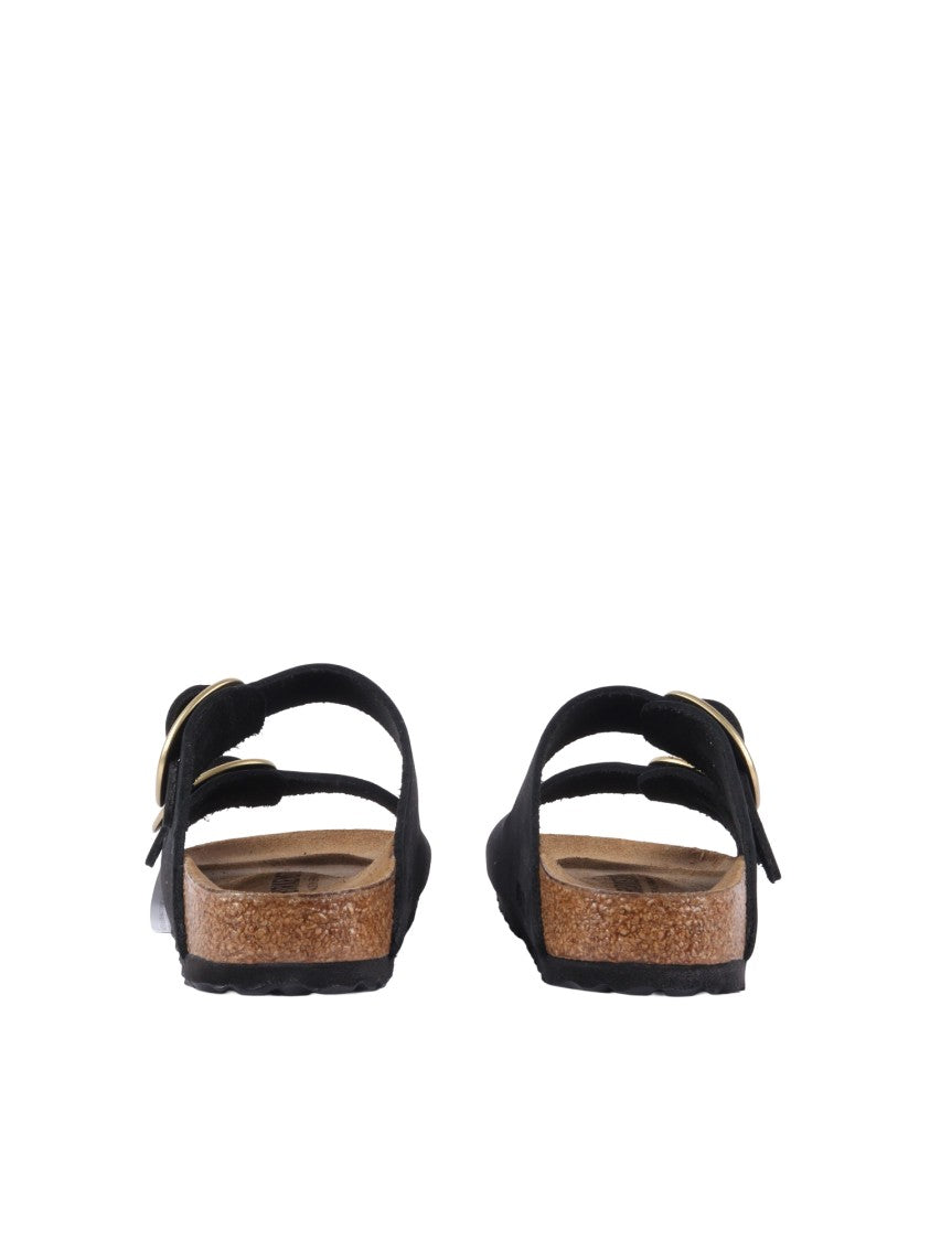 Birkenstock Black Arizona Nubuck Leather Slide Sandal