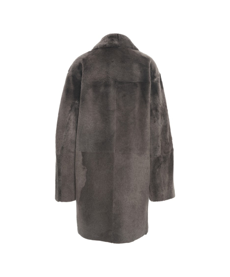Desa 1972 Medium-Length Lamb Leather Coat With Classic Collar