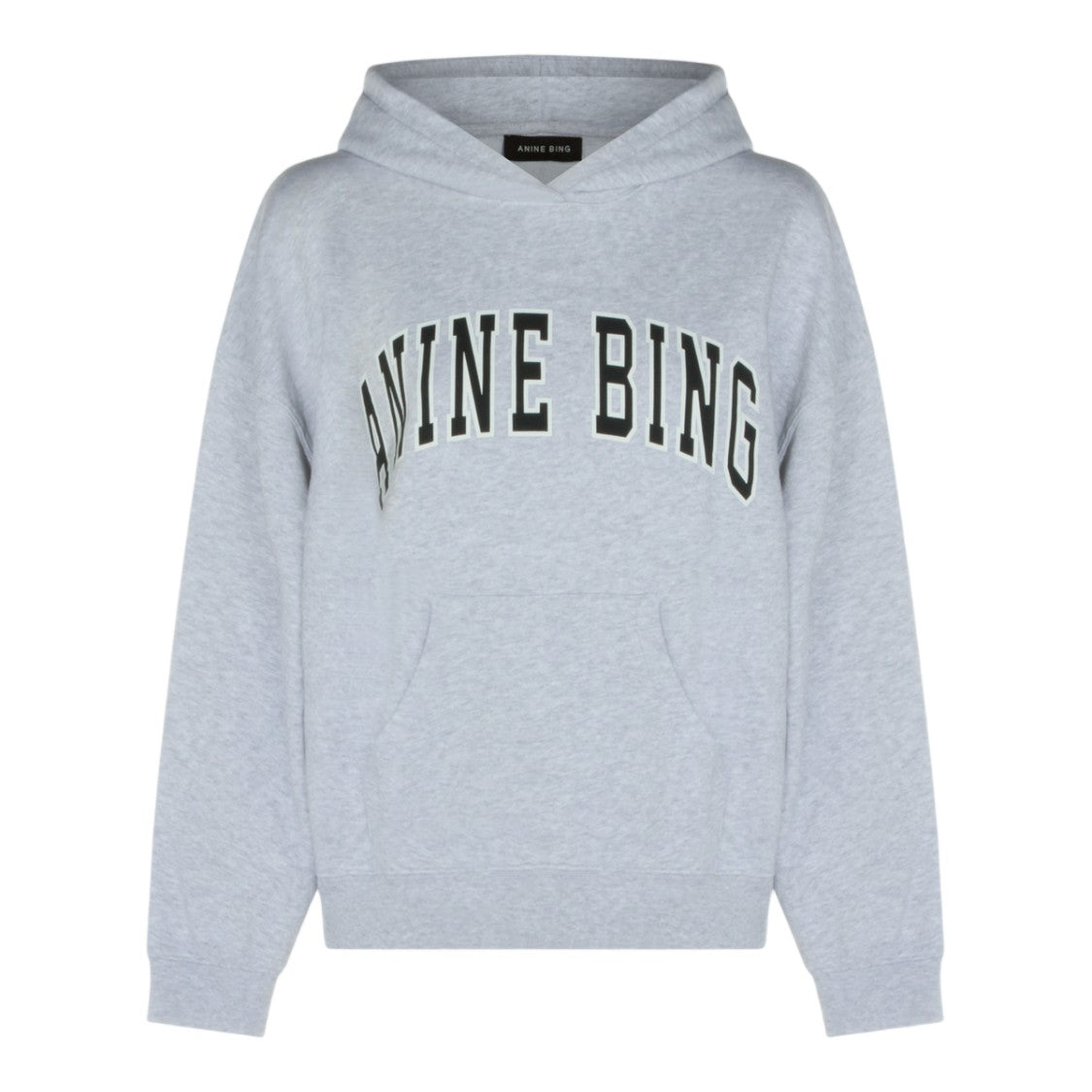 Anine Bing Heathered Light Grey Relaxed Fit Hoodie With Bold Lettering