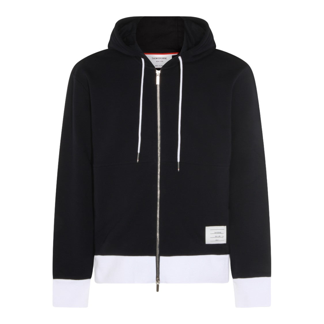 Thom Browne Black Zip-Up Hoodie With Contrast Detailing