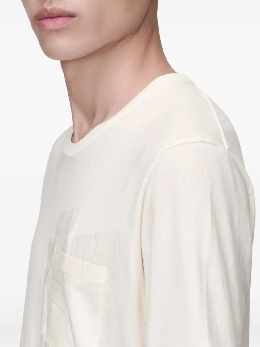 Maison Margiela White Sheer Tape Detail Cotton T-Shirt
