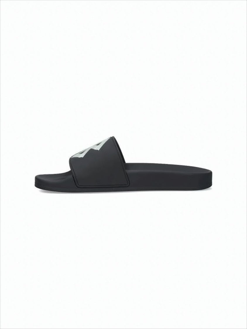 Balenciaga Geometric Logo Black Slide Sandal With Minimalist Aesthetic