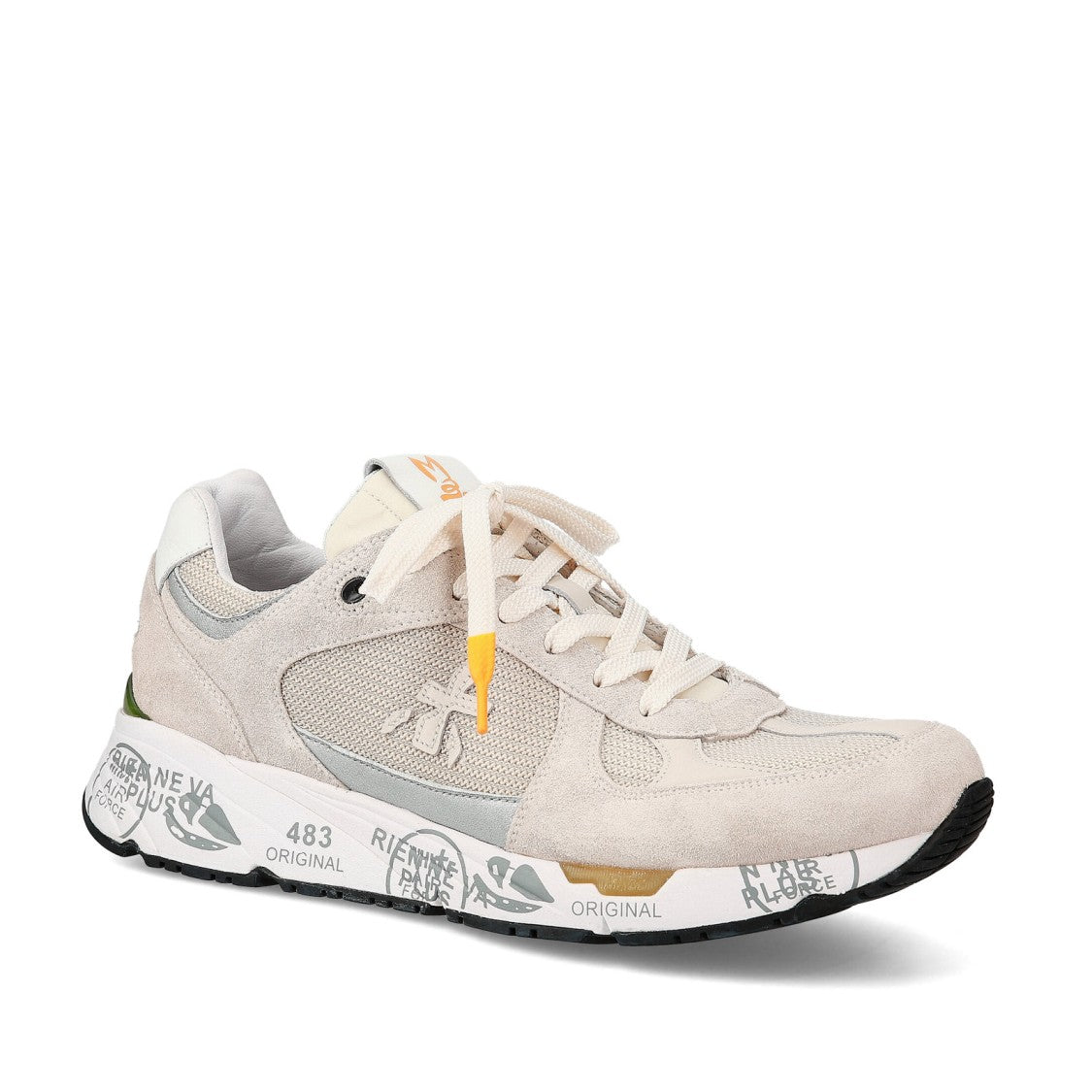 Premiata Mase Sneakers In Light Beige Suede And Technical Fabric