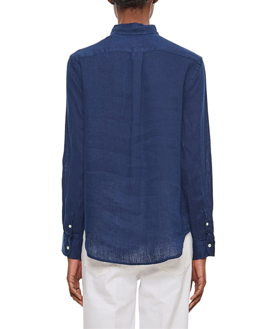 Polo Ralph Lauren Blue Long Sleeve Linen Shirt