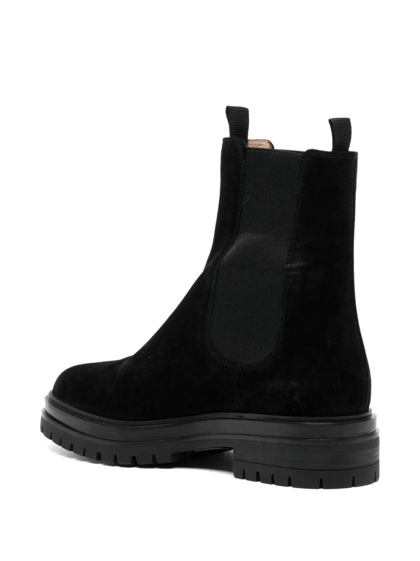 Gianvito Rossi Black Suede Leather Elastic Chunky Sole Boots