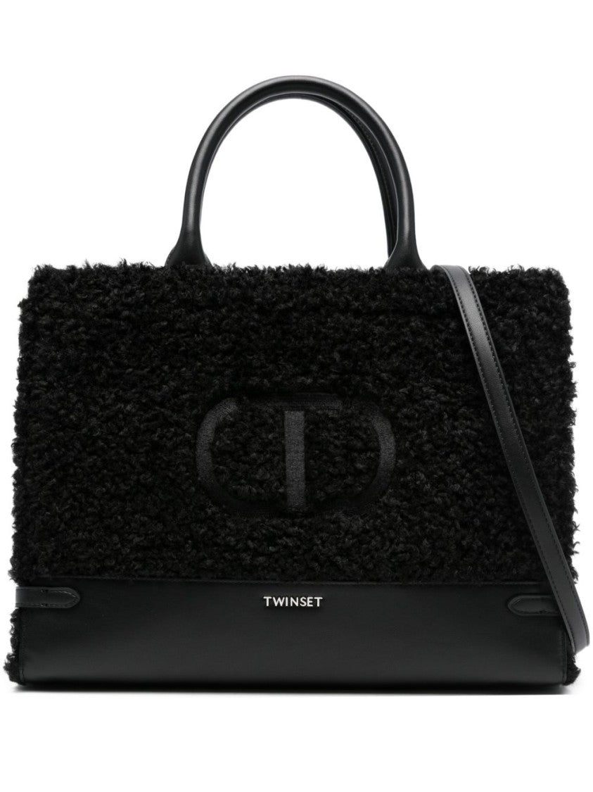 Twin-Set Textured Black Handbag