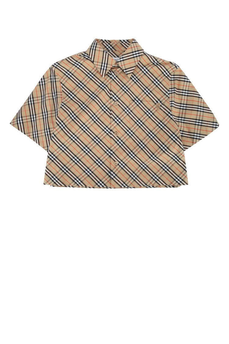 Burberry Cropped Check Shirt With Button-Down Front