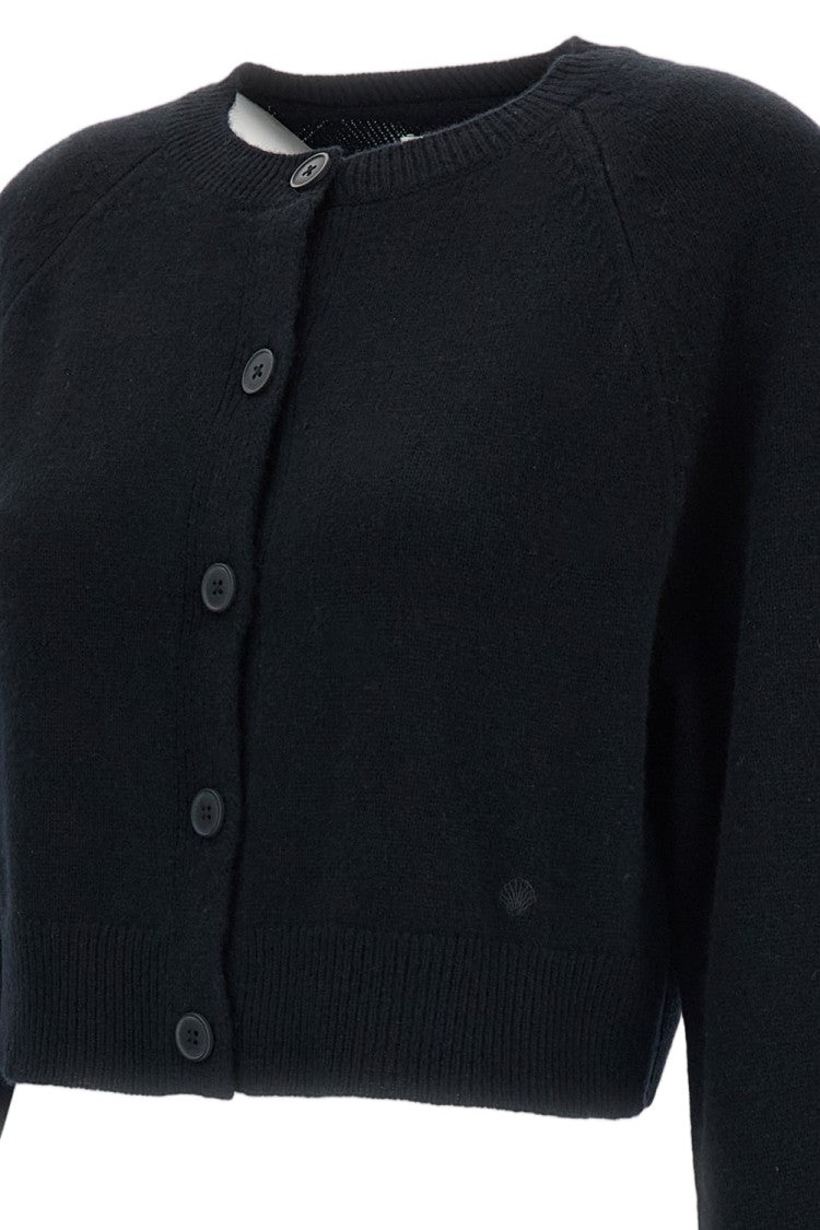 Loulou De Saison Black Cashmere Cropped Heike Cardigan