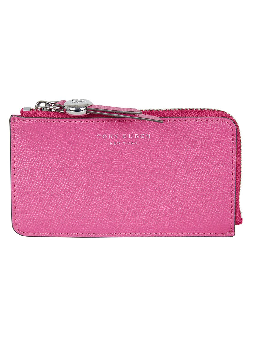 Tory Burch Textured Leather Zip-Around Wallet With Embossed Branding