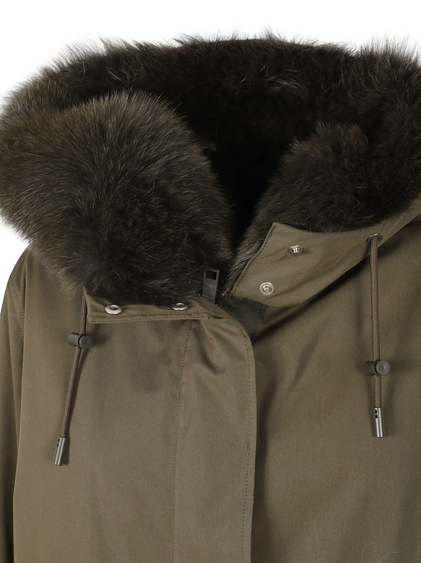 Yves Salomon Structured Parka With Plush Rabbit Fur Trim And Fishtail Design