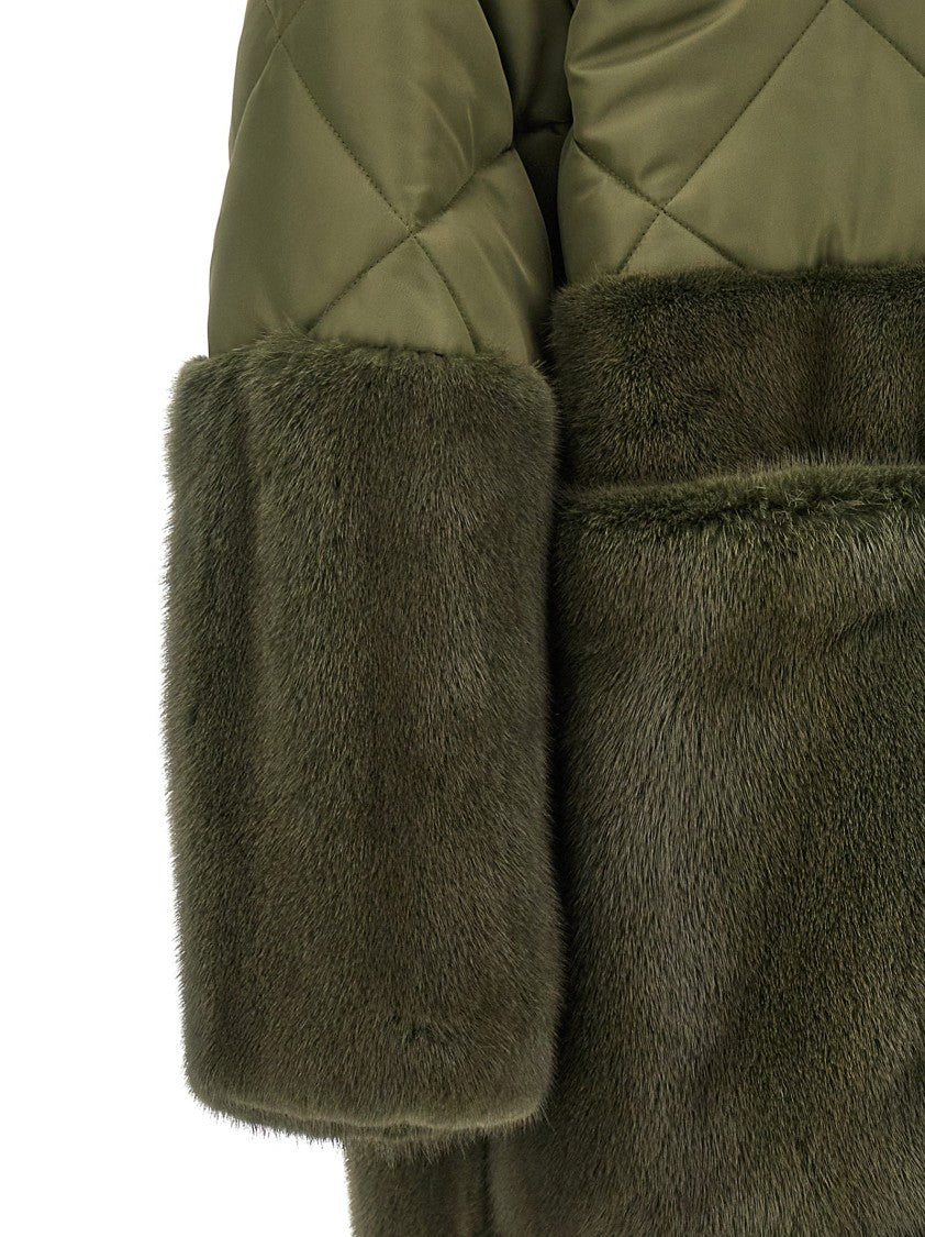 Blancha Nylon Diamond-Visone' Long Down Jacket