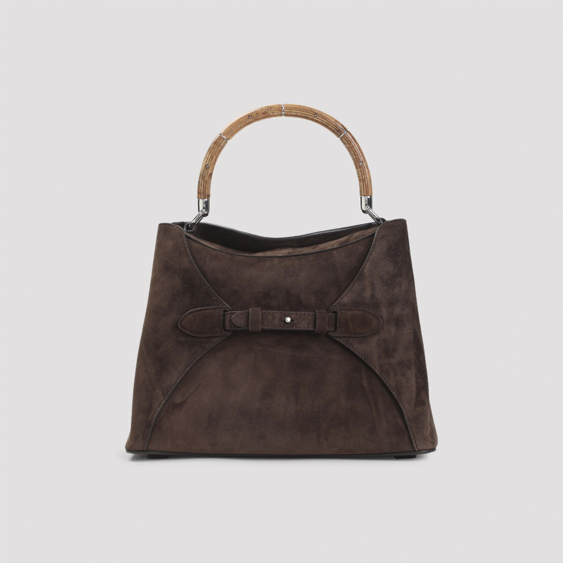 Polo Ralph Lauren Suede Calf Leather Shoulder Bag With Bamboo-Style Handle