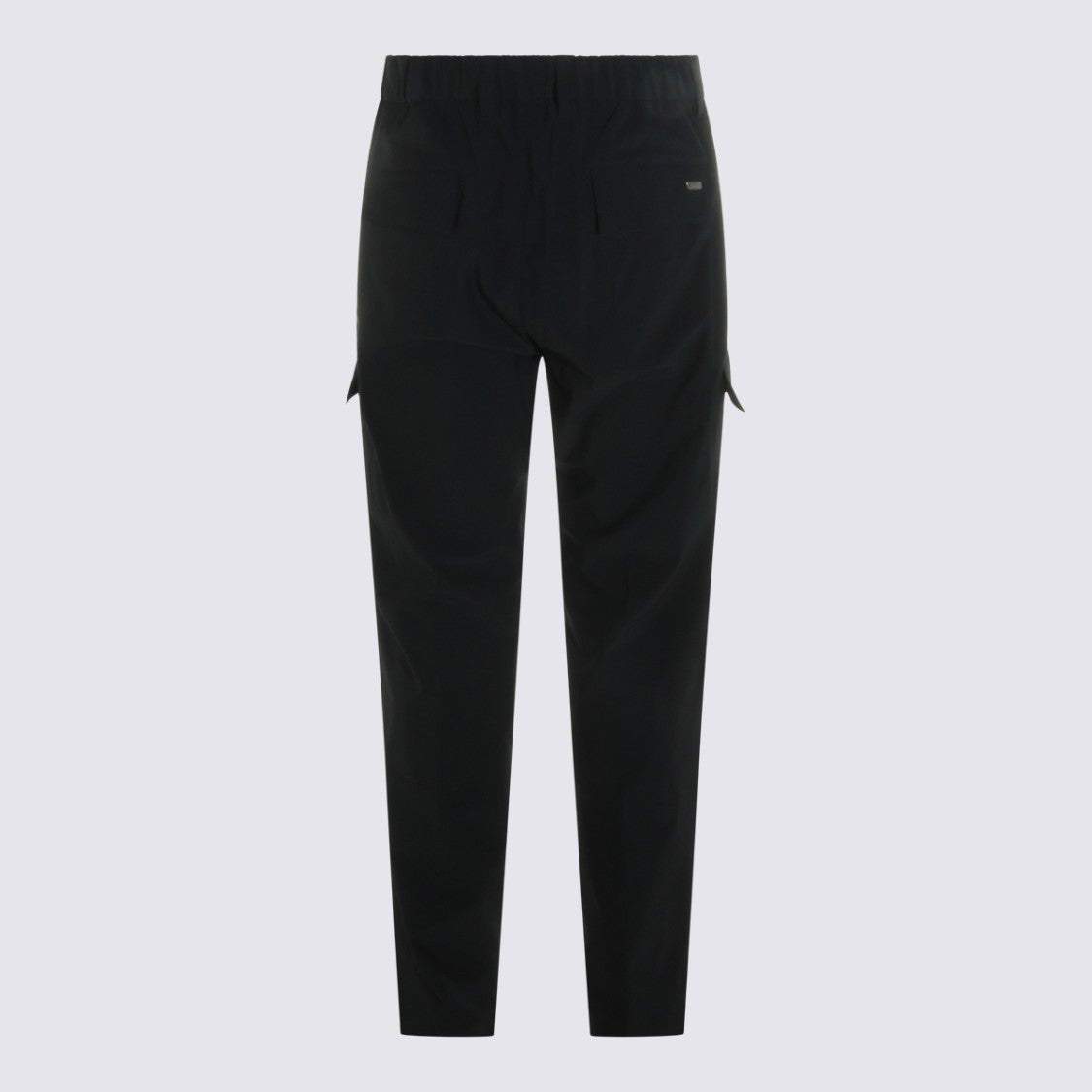 Herno Tapered Black Trousers With Elastic Waistband And Flap Pockets