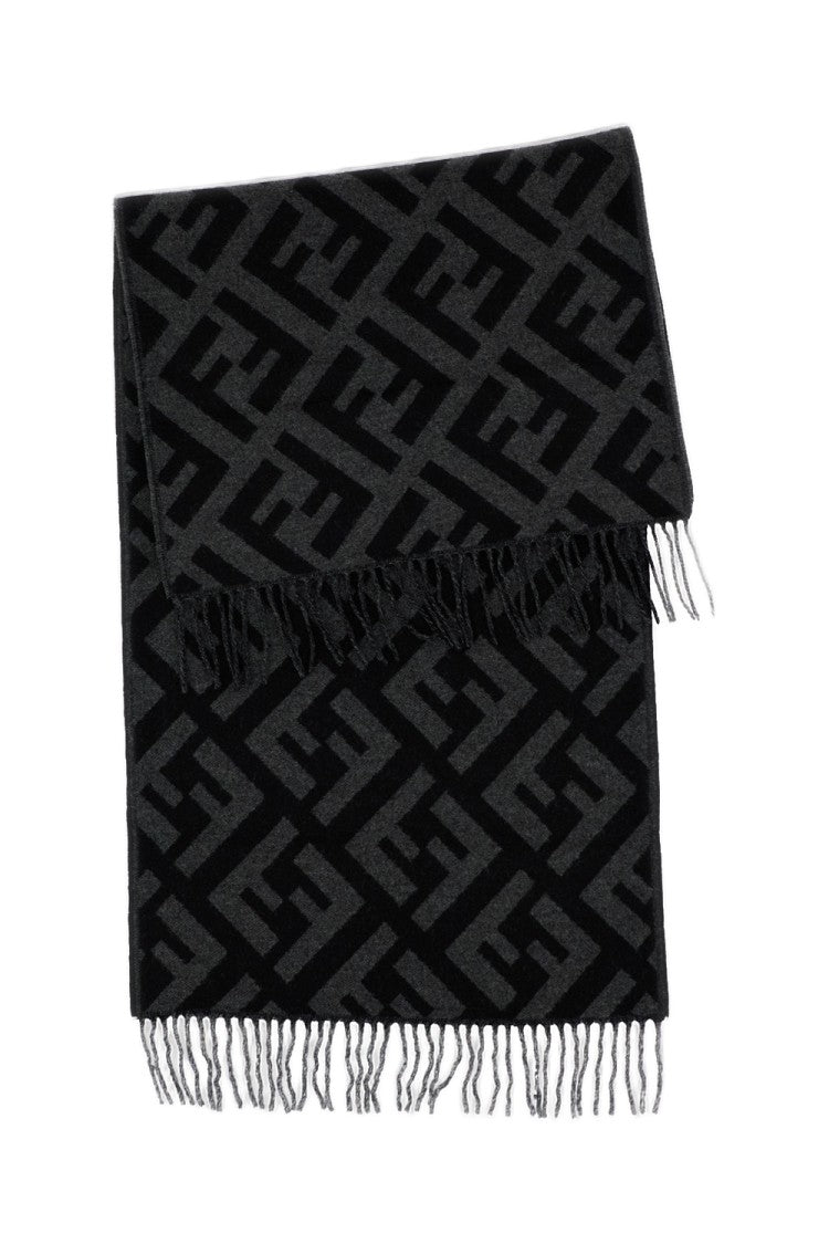 Fendi Beige Ff Jacquard Wool Scarf